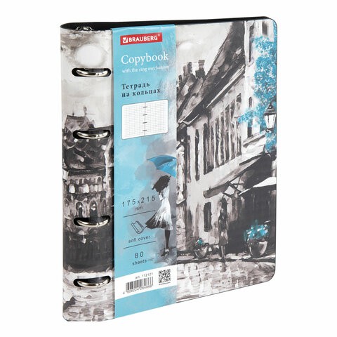 Тетрадь на кольцах А5 Brauberg Vista Town 80 листов, клетка 112121 , 